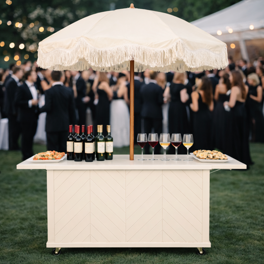 Rustic Herringbone Collapsible Catering & Charcuterie Cart