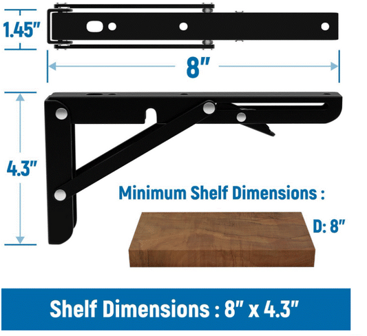 Locking "L" Bracket for Shelves and Wings - 2 hinges per box (8 inch)
