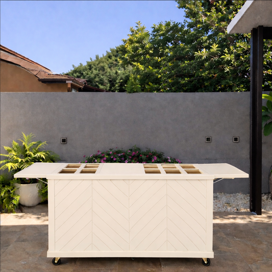 Collapsible Charcuterie Cart With Rustic Herringbone Front