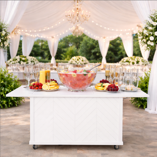 Rustic Herringbone Collapsible Charcuterie Cart