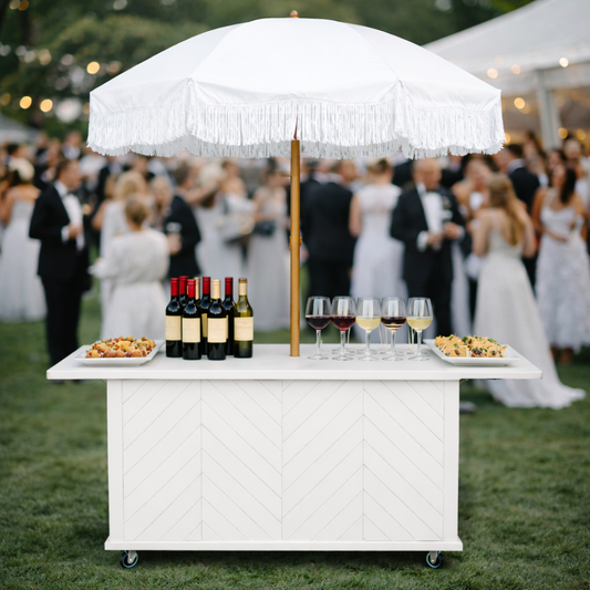 Rustic Herringbone Collapsible Charcuterie Cart