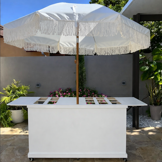 Collapsible Charcuterie Cart -Flat Front with Matching Umbrella