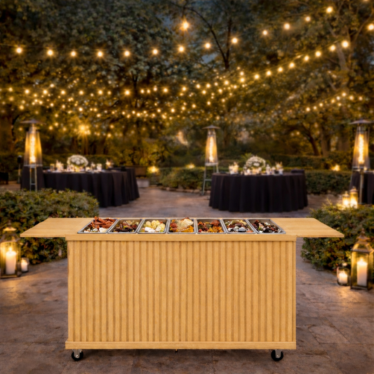 Rustic - Slatted Front Collapsible Charcuterie/Food Cart (Model #0107 Rustic)