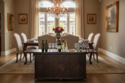 Rustic - Herringbone Front Collapsible Charcuterie/Food Cart (Model #0107 Rustic)