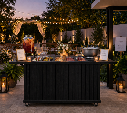 Modern Slatted  Charcuterie Cart