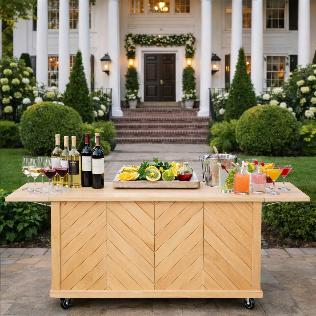 Rustic Herringbone  Charcuterie Cart