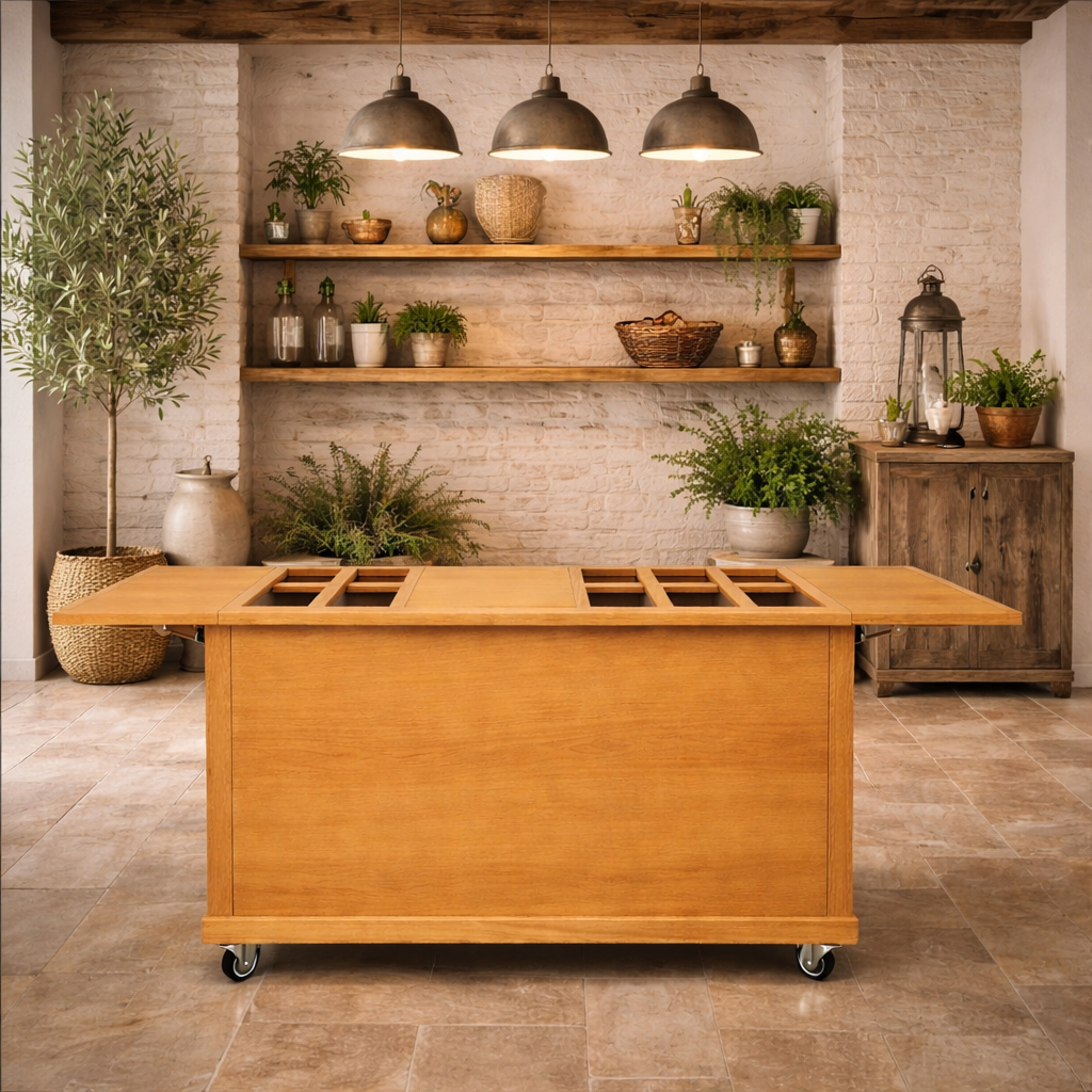 Rustic - Flat Front Collapsible Charcuterie/Food Cart (Model #0107 Rustic)