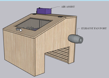 Custom Laser Enclosure Plans | Fits up to 32 x 32 Machines | Easy Adjusting Riser & Adjustable Height up to 13 Plus Inches