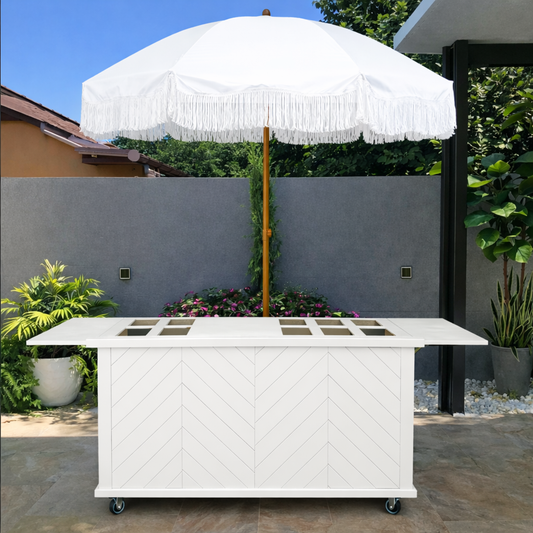 Modern -Herringbone Front Collapsible Charcuterie/Food Cart (Model #0107 Modern)