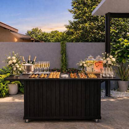 Modern Slatted  Charcuterie Cart