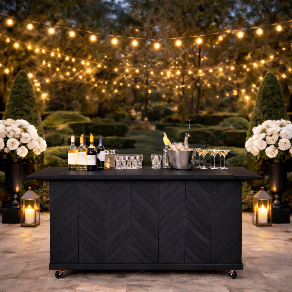 Rustic Herringbone  Charcuterie Cart