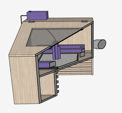 Custom Laser Enclosure Plans | Fits up to 32 x 32 Machines | Easy Adjusting Riser & Adjustable Height up to 13 Plus Inches