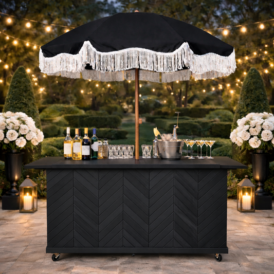 Rustic Herringbone Collapsible Charcuterie Cart