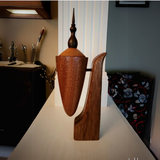 Small Decor Sepele, Mahogany, Vase with Wenge Finial