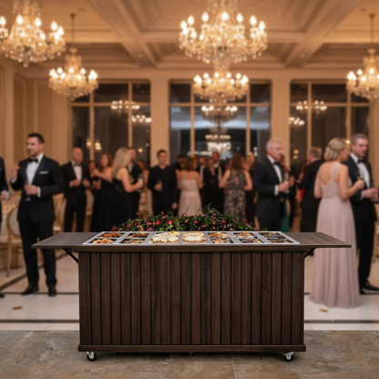 Rustic - Slatted Front Collapsible Charcuterie/Food Cart (Model #0107 Rustic)