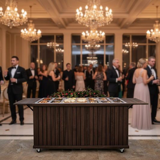 Rustic - Slatted Front Collapsible Charcuterie/Food Cart (Model #0107 Rustic)