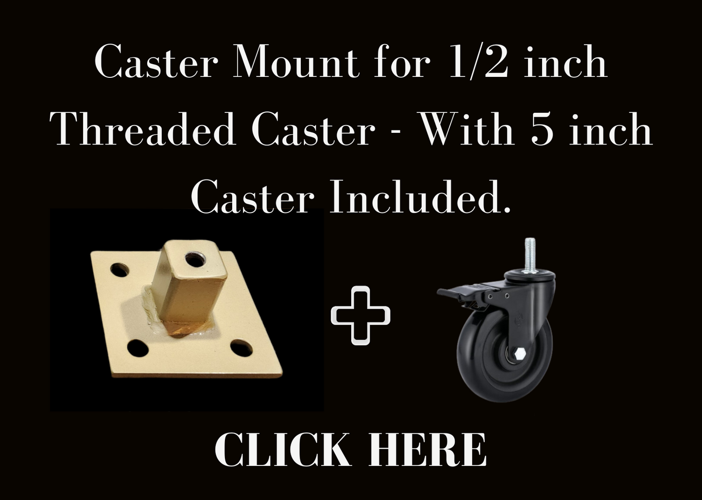 Caster Mount for 1/2 inch Threaded Caster