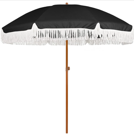 7ft Black Umbrella with White Frills