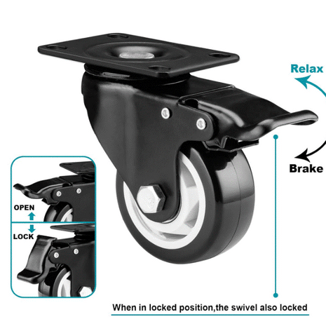 Caster Wheels - 3 inch Casters Set of 4