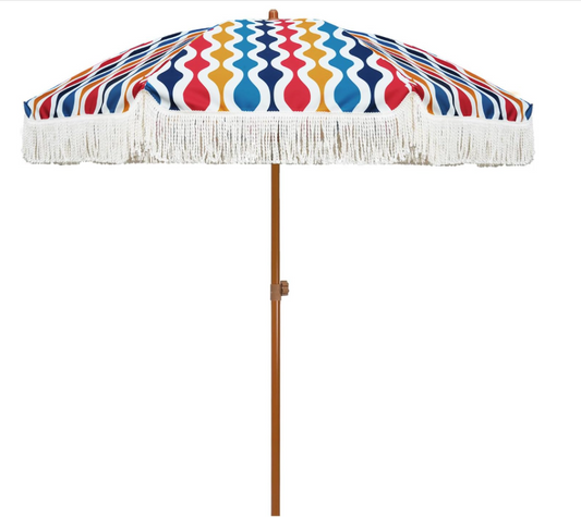 7ft Multi Color Umbrella with White Frills
