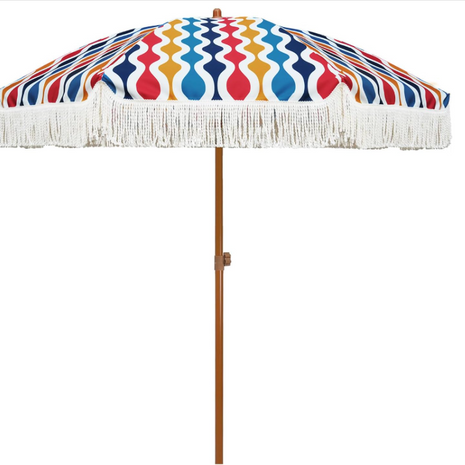 7ft Multi Color Umbrella with White Frills