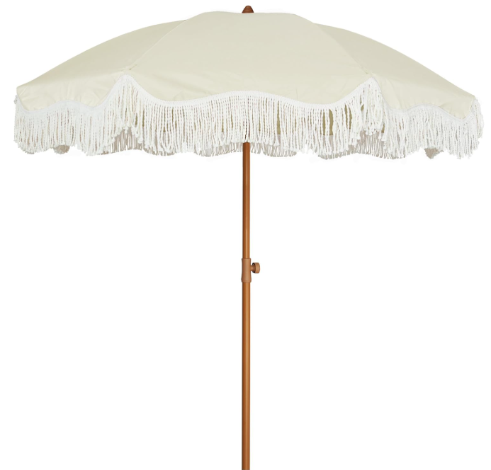 7ft Cream Umbrella with White Frills