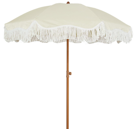 7ft Cream Umbrella with White Frills