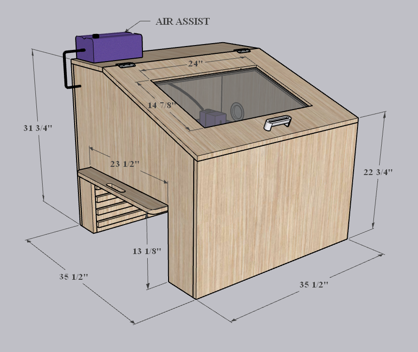 Custom Laser Enclosure Plans, Fits up to 32 x 32 Machines