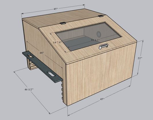 Copy of Custom Laser Enclosure Plans | Fits up to 45x45 Machines | Easy Adjusting Riser & Adjustable Height up to 13 Plus Inches