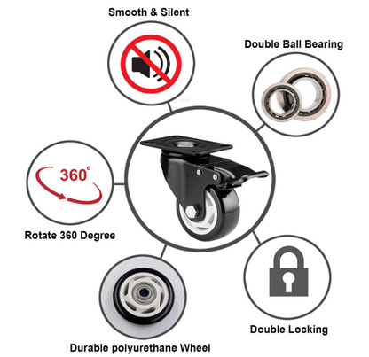 Caster Wheels - 3 inch Casters Set of 4