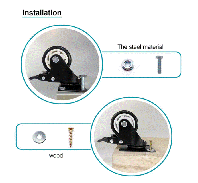 Caster Wheels - 3 inch Casters Set of 4