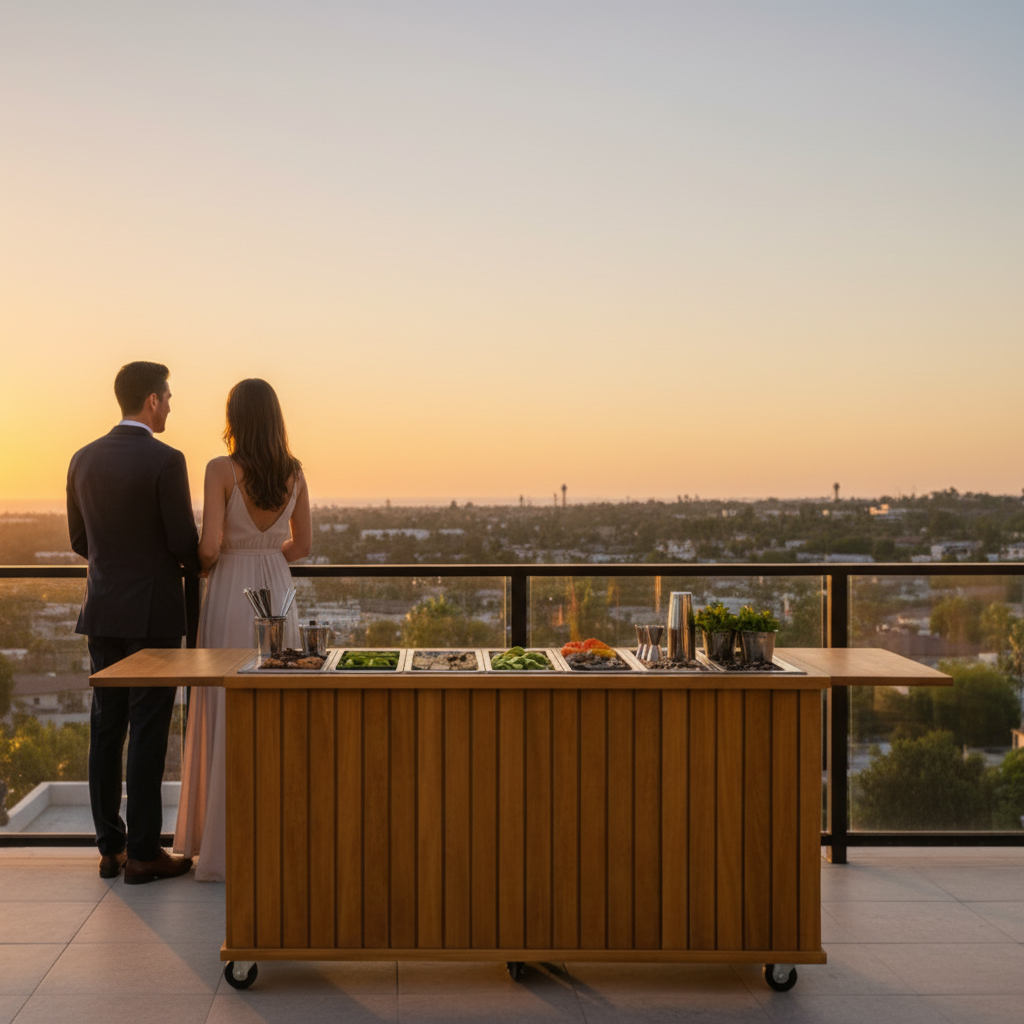 Rustic - Slatted Front Collapsible Charcuterie/Food Cart (Model #0107 Rustic)