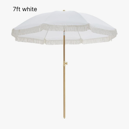 7ft White Umbrella with Frills