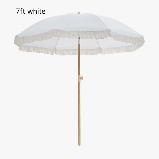 7ft White Umbrella with Frills