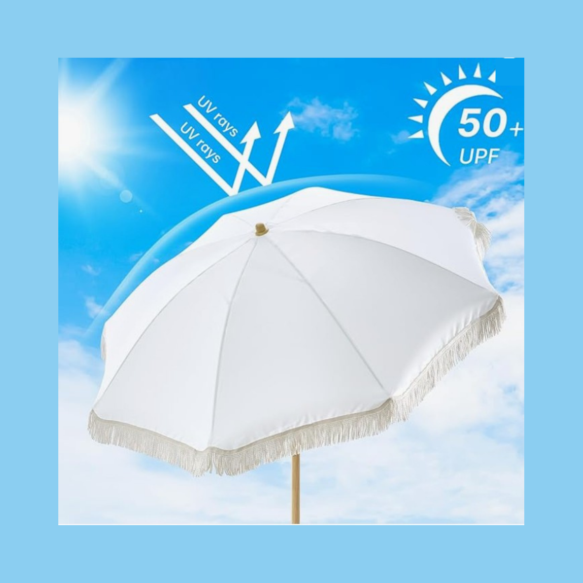 7ft White Umbrella with Frills