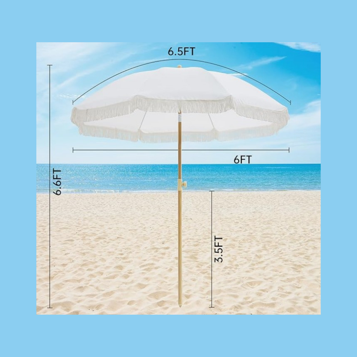 7ft White Umbrella with Frills
