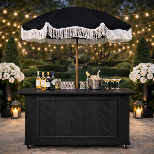 Rustic Herringbone Collapsible Charcuterie Cart