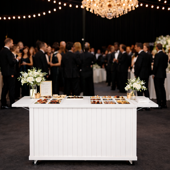 Modern Slatted Collapsible Charcuterie Cart
