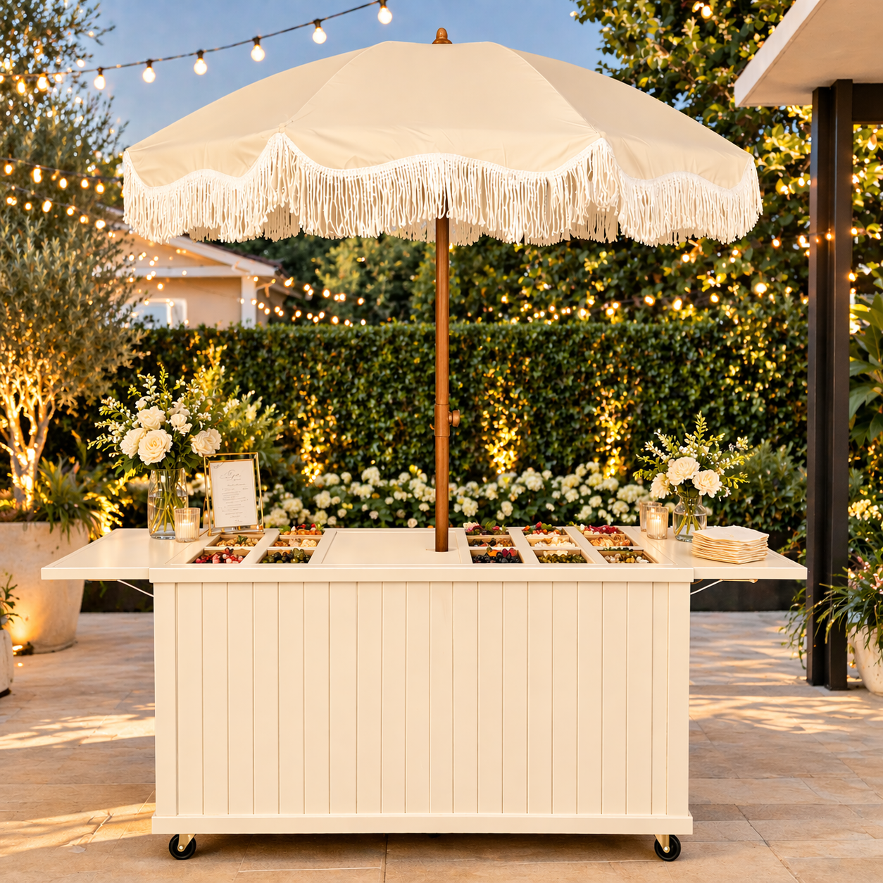 Modern Slatted  Charcuterie Cart