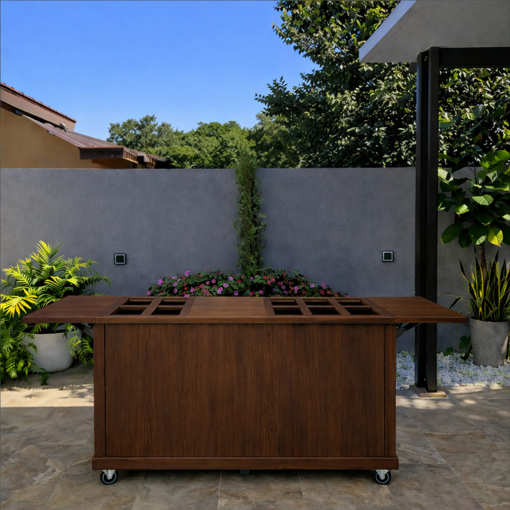 Rustic - Flat Front Collapsible Charcuterie/Food Cart (Model #0107 Rustic)