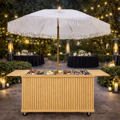 Rustic - Slatted Front Collapsible Charcuterie/Food Cart (Model #0107 Rustic)