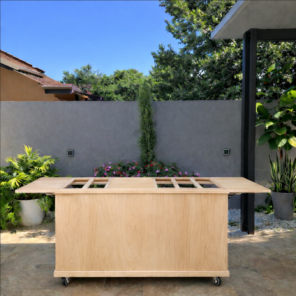 Rustic - Flat Front Collapsible Charcuterie/Food Cart (Model #0107 Rustic)